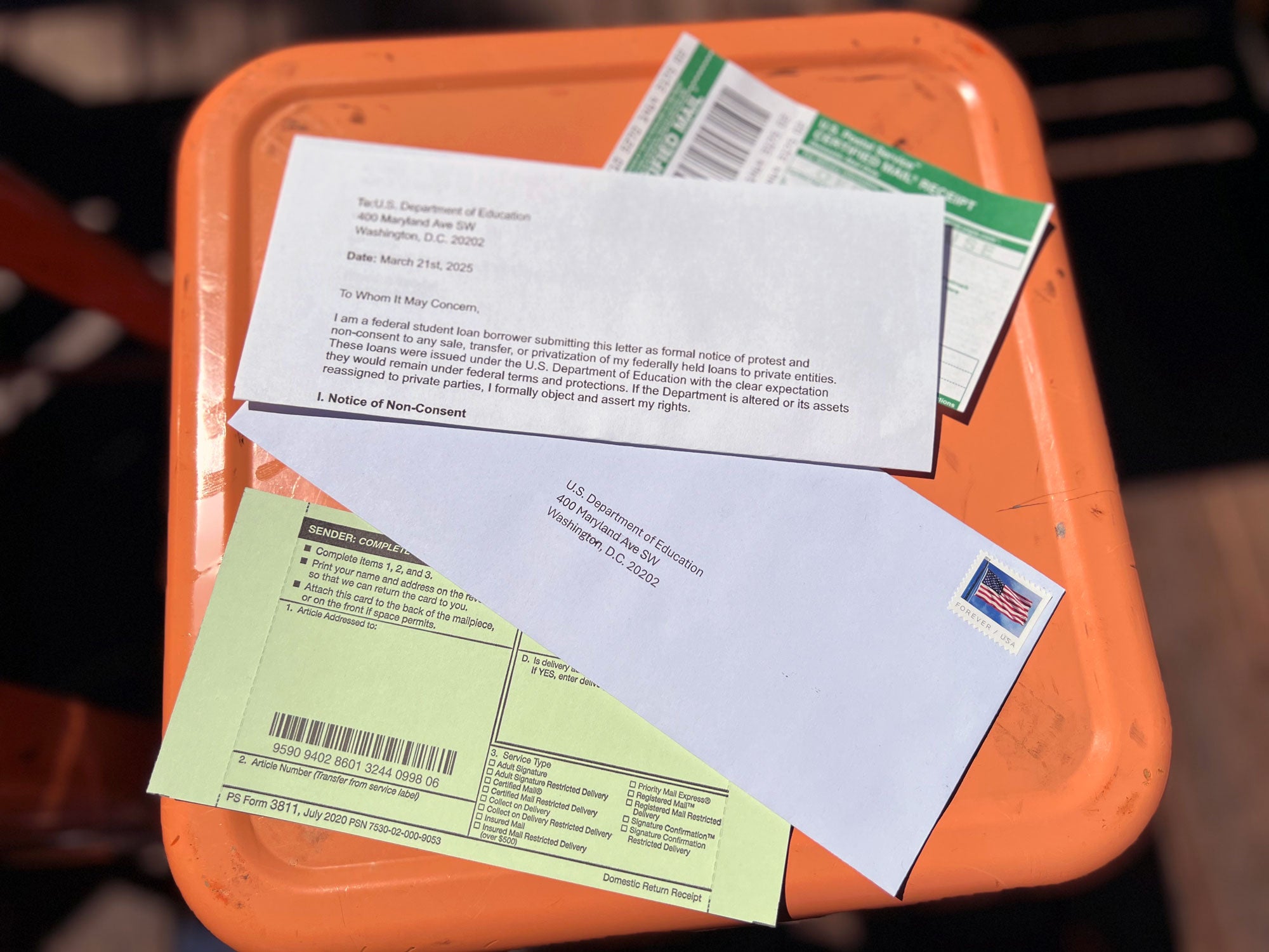 Certified Mail Protest Kit